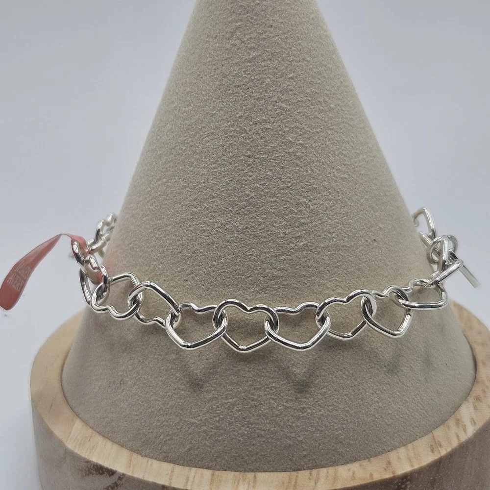 James Avery Sterling Silver Bracelet Connecting Hearts Sz L NWT